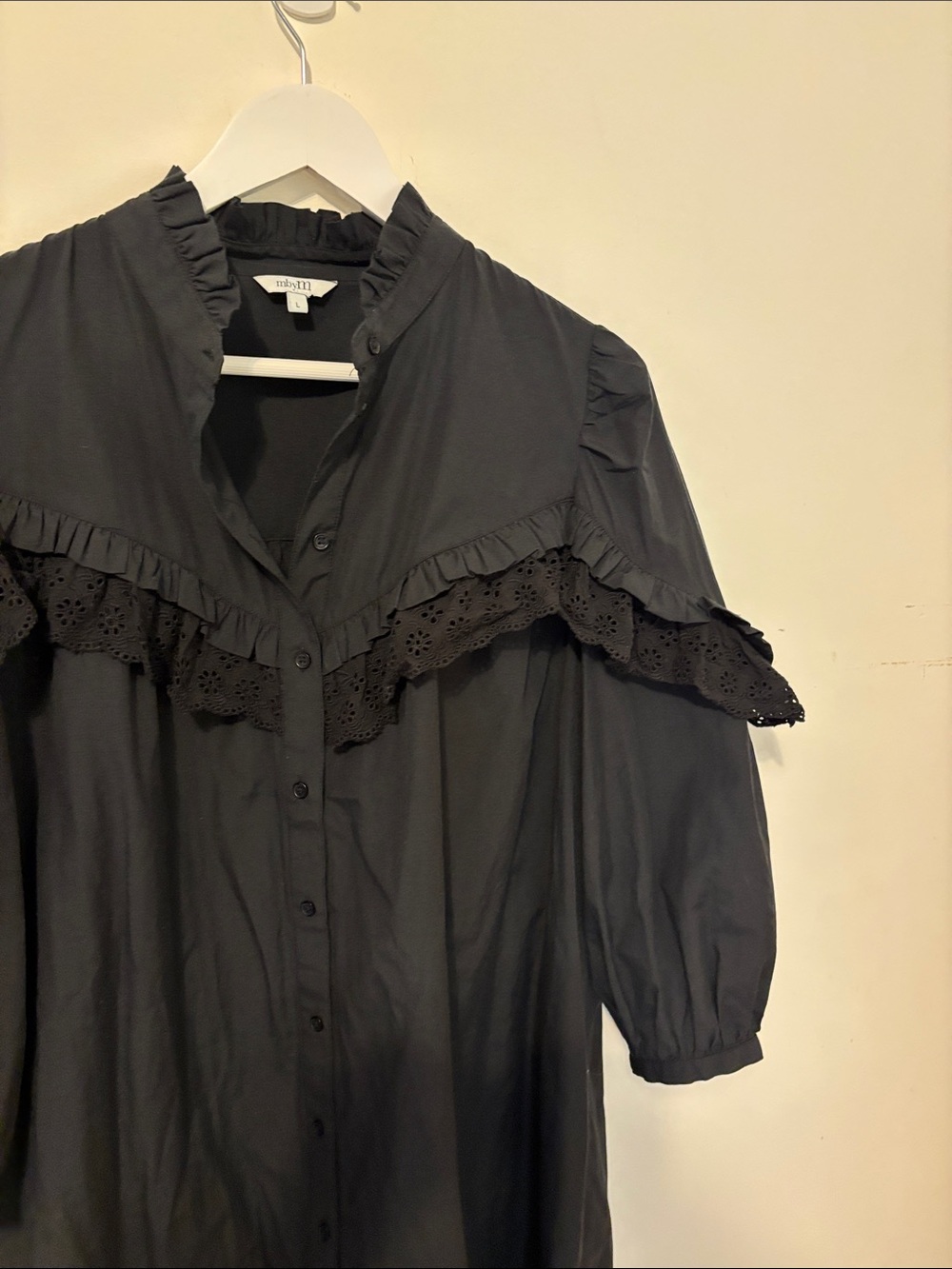 Black Ruffle Button-Front Dress - Picture 4 of 7